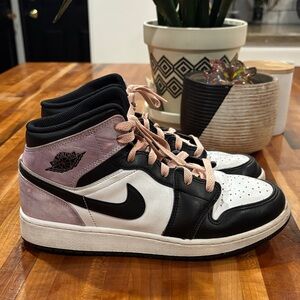 Jordan Nike Youth Black, White, and Pink Sneakers